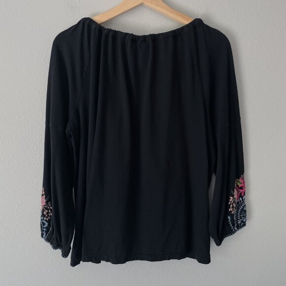 Johnny Was Davis Peasant Blouse Size M Boho Floral Embroidered - Picture 2 of 11